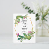 Blooming Desert Cactus Wedding Invite Briefkaart (Staand voorkant)