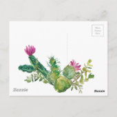 Blooming Desert Cactus Wedding Invite Briefkaart (Achterkant)