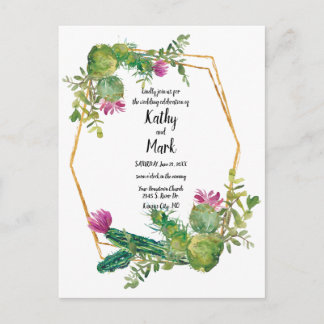 Blooming Desert Cactus Wedding Invite Briefkaart