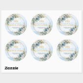 Blooming Dusty Blue Gold Greenery 15th Birthday   Ronde Sticker (Vel)