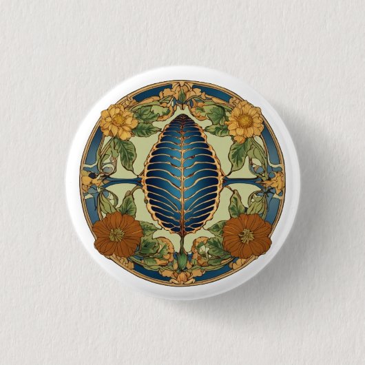 "Blooming Elegance: bloemenprint Button" Ronde Button 3,2 Cm (Voorkant)