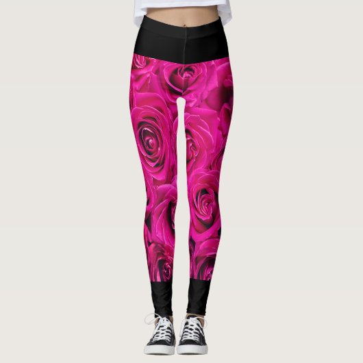 "Blooming Elegance: Roos Pattern Vrouwen Leggings" Leggings (Voorkant)