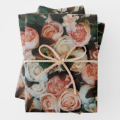 "Blooming Elegance: Set van 3 Roos bedrukt Inpakpapier Vel (In situ)