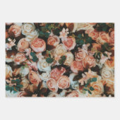 "Blooming Elegance: Set van 3 Roos bedrukt Inpakpapier Vel (Voorkant)