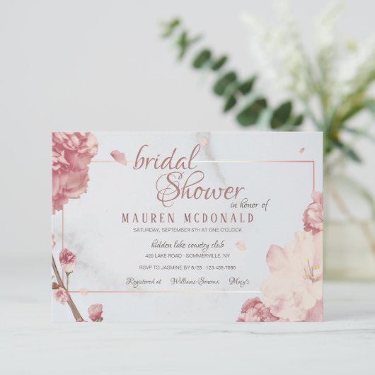 Blooming Elegance Uitnodiging (Staand voorkant)