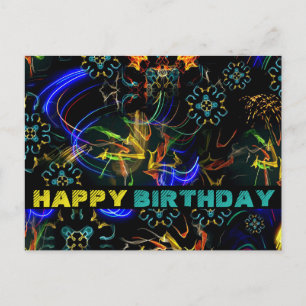 Blooming Fireworks Folk Art Birthday Briefkaart