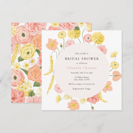 Blooming Floral Bridal Shower Kaart (Voorkant / Achterkant)