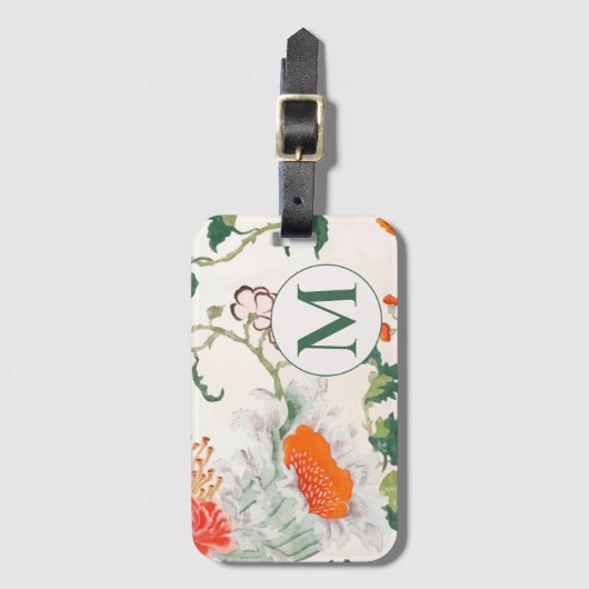 Blooming Floral Monogram Bagagelabel (Voorkant (verticaal))