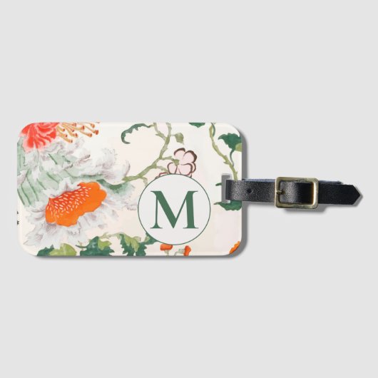 Blooming Floral Monogram Bagagelabel (Voorkant (horizontaal))