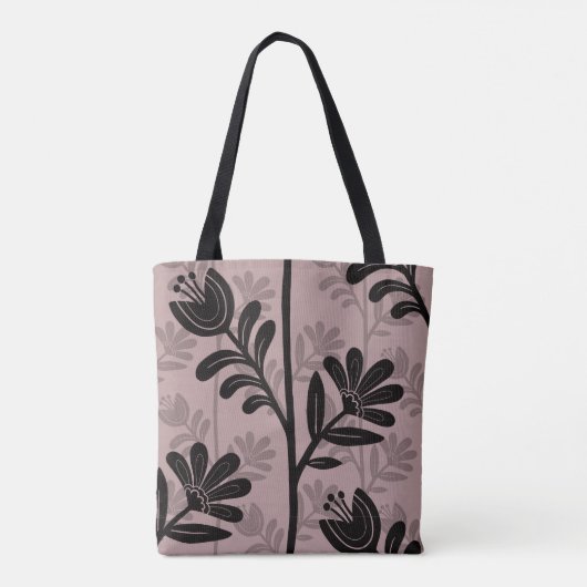 Blooming Floral Silhouette XL black flowers Tote Bag (Achterkant)