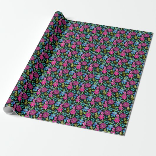 Blooming flower garden chic floral foliage cadeaupapier (Uitgerold)