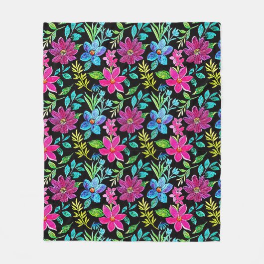 Blooming flower garden chic floral foliage fleece deken (Voorkant)