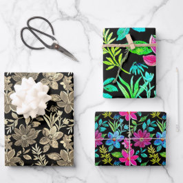 Blooming flower garden chic floral foliage inpakpapier vel