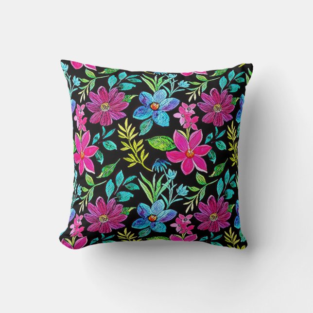 Blooming flower garden chic floral foliage kussen (Voorkant)