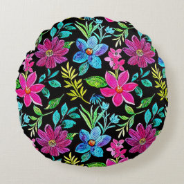Blooming flower garden chic floral foliage  rond kussen