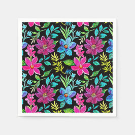 Blooming flower garden chic floral foliage servet