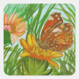 Blooming flower garden vierkante sticker