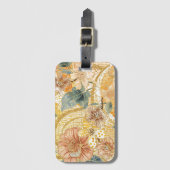 Blooming Flowers and Yellow Peach Design Art,  Bagagelabel (Voorkant (verticaal))