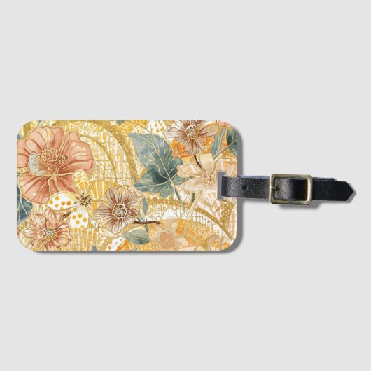 Blooming Flowers and Yellow Peach Design Art,  Bagagelabel (Voorkant (horizontaal))