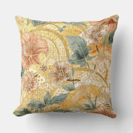  Blooming Flowers and Yellow Peach Design Art Kussen