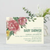 Blooming Flowers Baby shower Invitation Kaart (Staand voorkant)