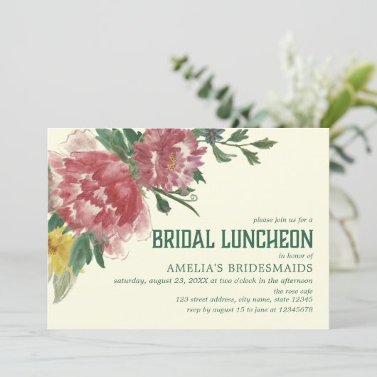 Blooming Flowers Bridal Luncheon Kaart (Staand voorkant)