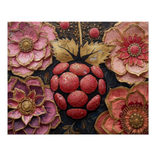 Blooming Flowers Covered with Flowing Artistic Pai Perfect Poster (Voorkant)