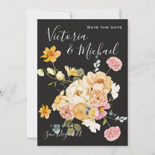 Blooming Garden Floral Dark & Moody Save the date Kaart (Voorkant)