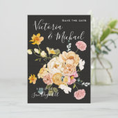 Blooming Garden Floral Dark & Moody Save the date Kaart (Staand voorkant)