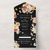 Blooming Garden Floral Dark & Moody Wedding All In One Uitnodiging (Binnen)