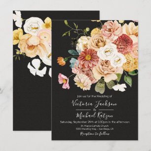Blooming Garden Floral Dark & Moody Wedding Kaart