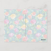 Blooming garden rose bush watercolor pattern briefkaart (Achterkant)