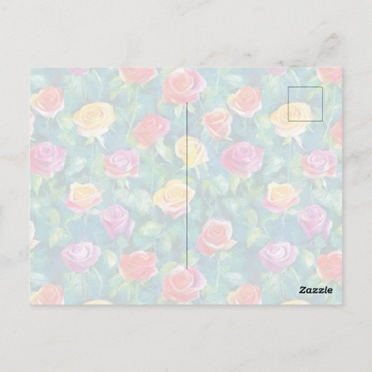 Blooming garden rose bush watercolor pattern briefkaart (Achterkant)