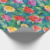 Blooming garden rose bush watercolor print cadeaupapier (Hoek)