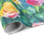 Blooming garden rose bush watercolor print cadeaupapier (Rol Hoek)