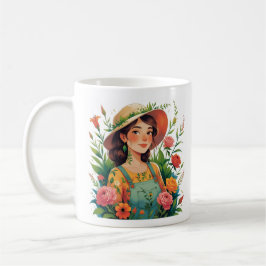 Blooming Gardener - Lady Gardener with Flowers Koffiemok