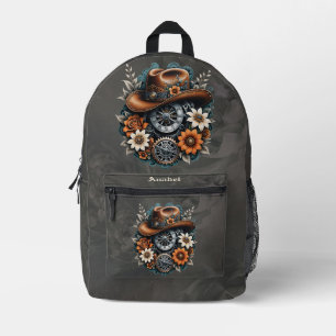 Blooming Gears: Steampunk cowboystijl. Bedrukte Rugzak