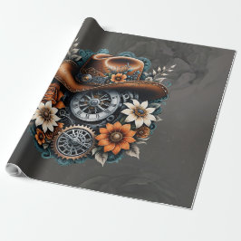 Blooming Gears: Steampunk cowboystijl. Cadeaupapier