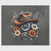 Blooming Gears: Steampunk cowboystijl. Cadeaupapier (Vlak)