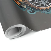Blooming Gears: Steampunk cowboystijl. Cadeaupapier (Rol Hoek)