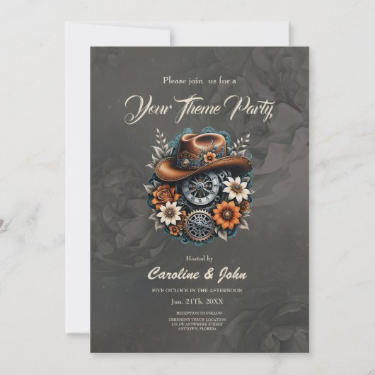 Blooming Gears: Steampunk cowboystijl Kaart (Voorkant)