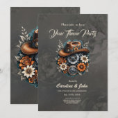 Blooming Gears: Steampunk cowboystijl Kaart (Voorkant / Achterkant)