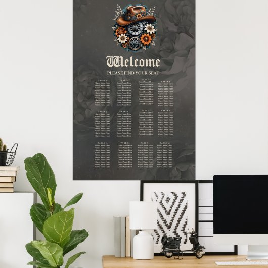 Blooming Gears: Steampunk cowboystijl. Poster (Thuiskantoor)
