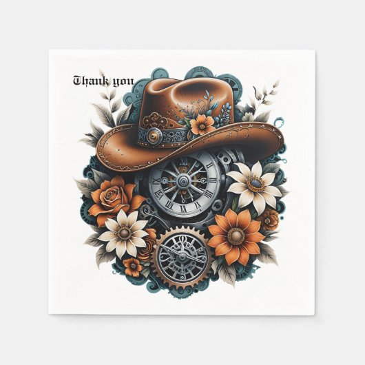 Blooming Gears: Steampunk cowboystijl. Servet (Voorkant)