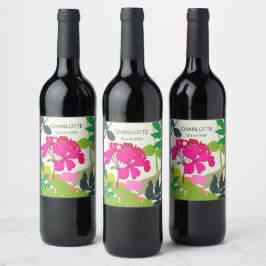 Blooming Geraniums Bloemist Tuin Feest Wijn Etiket