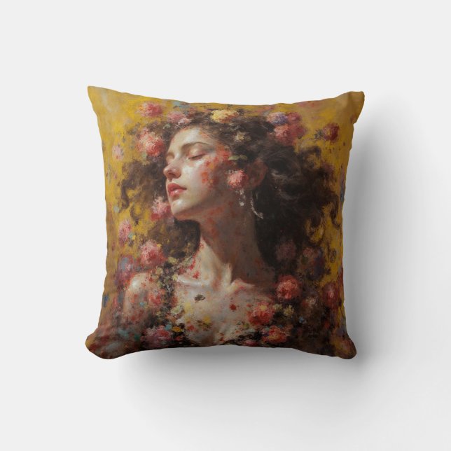 Blooming Goddess Floral Art Throw Pillow Kussen (Voorkant)