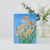 Blooming Golden Daffodils Bold Line Art Briefkaart (Staand voorkant)