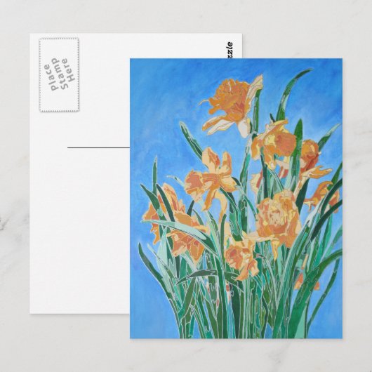 Blooming Golden Daffodils Bold Line Art Briefkaart (Voorkant / Achterkant)