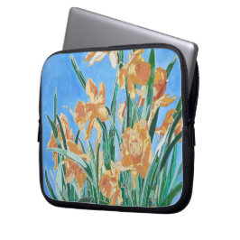 Blooming Golden Daffodils Bold Line Art Laptop Sleeve
