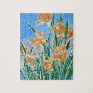 Blooming Golden Daffodils Bold Line Art Legpuzzel